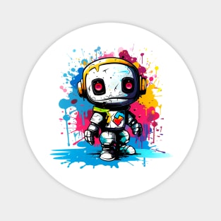 Cute cartoon Robot. Funny cyborg. Magnet